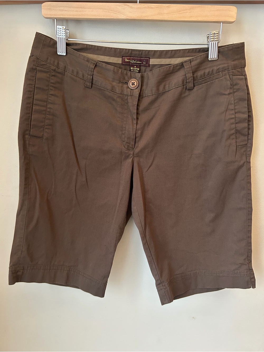 Tommy Bahama Golf Shorts Size 8 Brown Cotton Stretch Bermuda Preppy